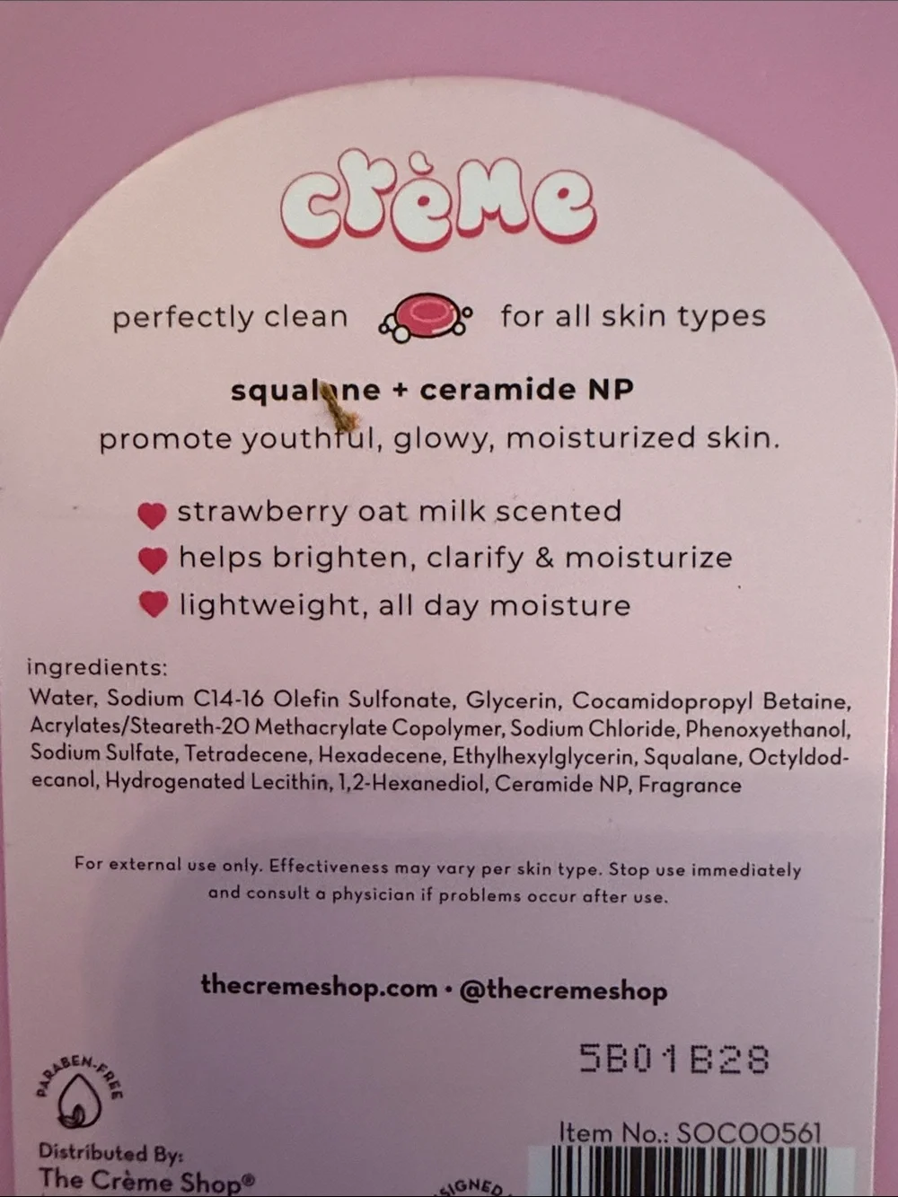 The Crème Shop Strawberry 🍓 oat Body Cleanser ( SQUALANE + CERAMIDE NP ) 16.9 FL